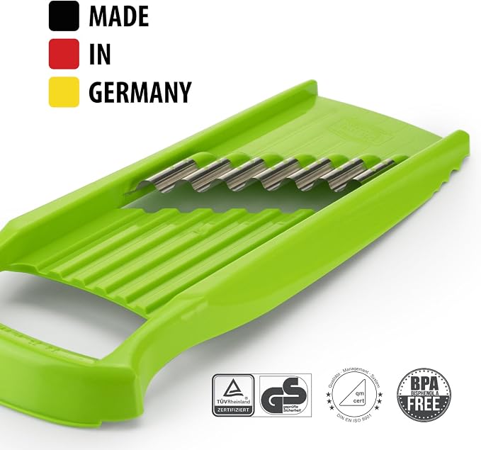 Börner Wave-Waffle XXL PowerLine Wavy Vegetable Cutter (Green) • Mandoline for Wave Cutting and Waffle XXL • Slicer for Lattice Potatoes and Wavy French Fries XXL