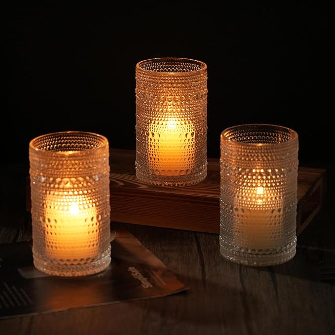 Moretoes 12 Oz Hobnail Drinking Glasses Set of 12 | Clear Highball Glasses Cups Vintage Kitchen Bar Tumbler Glassware Set for Whiskey, Beer, Juice, Milk and Various Mixed Drinks