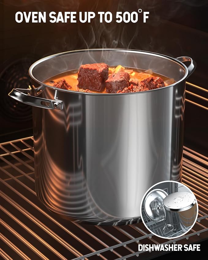 Cooks Standard Extra Large Soup Pot - Stainless Steel Induction Cookware | 16 Quart Stainless Steel Stock Pot with Lid, Heavy Duty Deep Pot for Soups, Pasta, Canning Bath, and Big Family Feasts