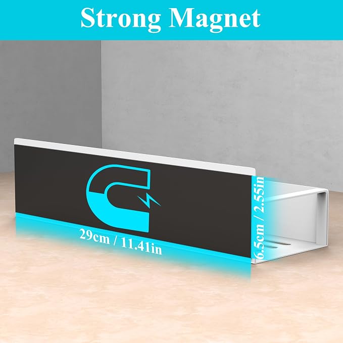 Metal Magnetic Spice Rack for Refrigerator White, 6 Pack | Magnetic Shelves Heavy Duty for Fridge in Kitchen, Seasoning Storage Organizer, For Oven Washer and Dryer, For Heavier Items