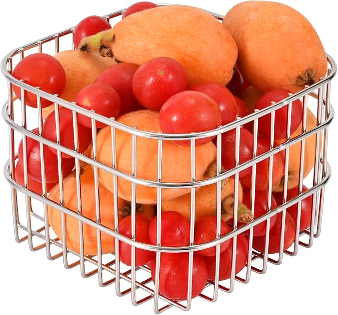 304SS Fruit Basket 1.5L Kitchen Storage Colander Produce Holder | 304 stainless steel, rust-resistant, breathable mesh, quick drainage, versatile countertop organizer, compact modern, durable