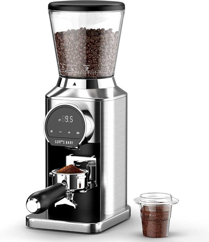 Conical Burr Coffee Grinder with 40mm Stainless Steel Burr, 34 Grind Settings & Anti-Static, Electric Espresso Grinder for Home Use –Perfect for Espresso, Drip Coffee, French Press & Cold Brew, Silver