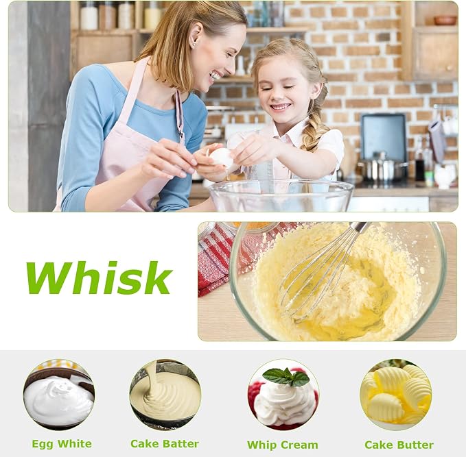 Bonsenkitchen 2-in-1 Immersion Handheld Blender with 20 Speeds & Turbo Mode | 500W Hand Blender, Egg Whisk, 304 Stainless Steel Blade, Portable Hand Mixer for Smoothie, Soup, Baby Food