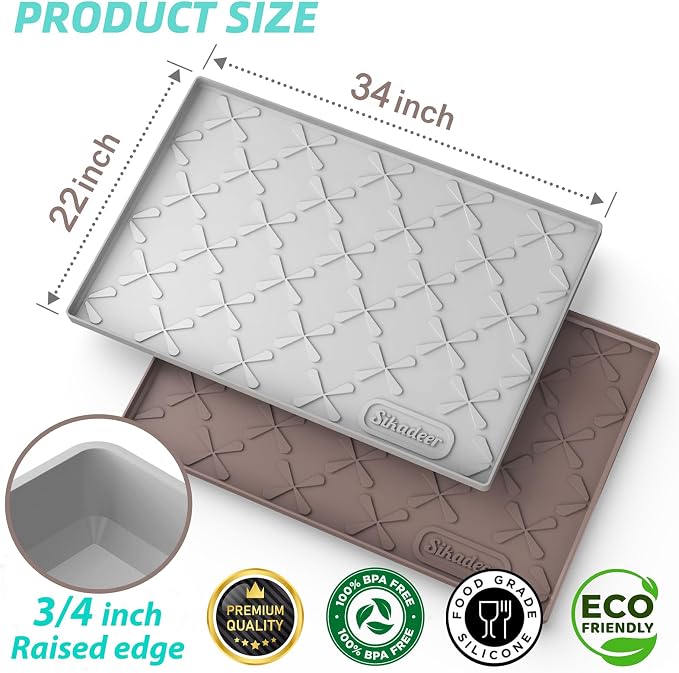 Waterproof Under Sink Mat 34"x22", Kitchen Cabinet Protector Liner | Deep Spill Guard, Easy Press to Drain, Dual Non-Slip Top & Bottom Tray for Bathroom, Pet Feeding, Organizers & Storage, Boots