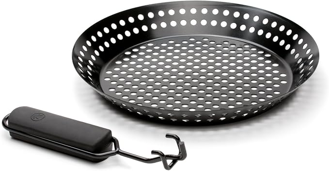 Outset Grill Skillet With Removable Handle, Non-Stick 12" Round Grill Pan | Easy To Cook On & Clean | Detachable Handle So The Pan Can Be Used On The Grill Or Oven | Perfect For Seafood, Veggies & Meat
