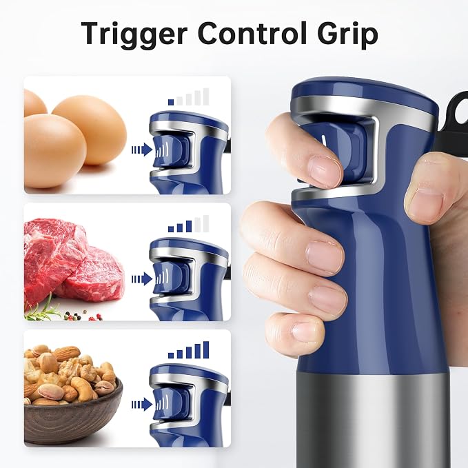 Turelar Immersion Blender Handheld 5 in 1 Hand Blender Set 1100W Heavy Duty | Trigger Variable Speed, Emulsion Stick Mixer with Food Processor, Whisk, Frother, for Soup, Puree, Baby Food, Anti-scratch