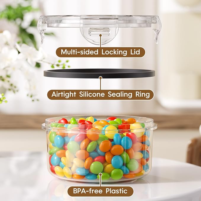 KEMETHY 60 PCS Food Storage Containers with Lids Airtight, Total 737oz, BPA-free, Food-grade, Eco-friendly Material, Leak Proof Plastic Containers, Microwave/Dishwasher Safe