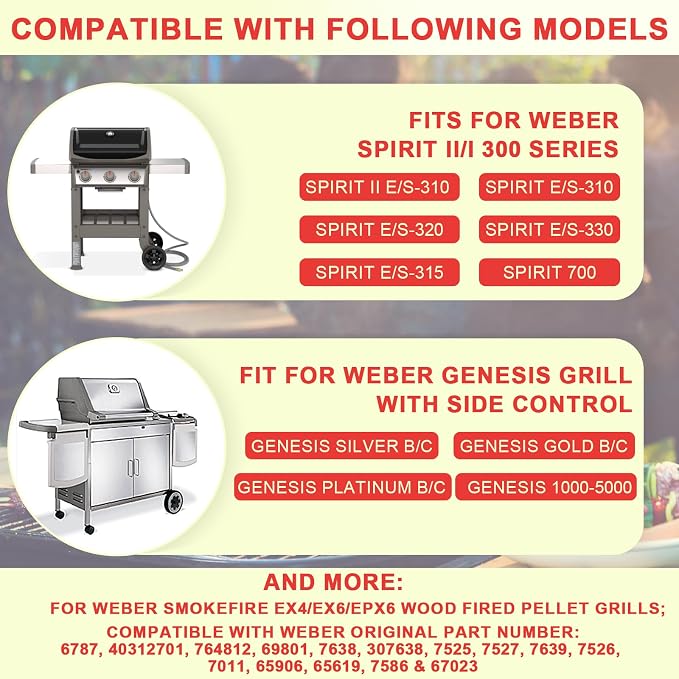 6787 Spirit 300 Full Size Griddle Insert for Weber Spirit I & II 300 Series | Fits Spirit E/S/SP 310 320 330, Spirit II E/S 310 320, 3/4 Burner Grills Flat Top Griddle, replaces 7638 7639, Carbon Steel