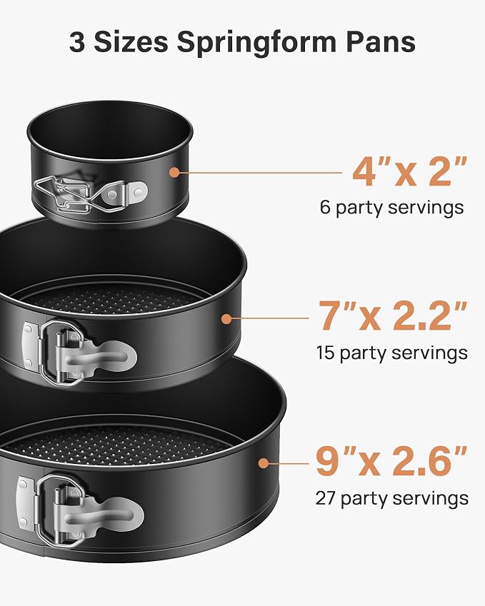 Kootek 144PCs Cake Pan Set, Cake Decorating Kit with 3 Springform Pans | 4 7 9 Inch Baking Pans, Removable Bottom, Easy Release, 50 Piping Bags and 12 Tips, Spatulas, Scrapers, Cake Decorating Tools