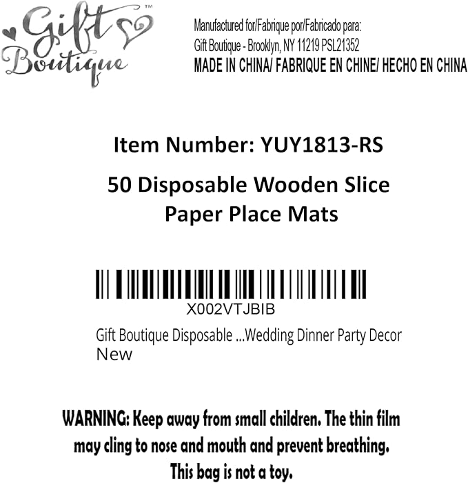 Wood Slice Placemats 50 Pack Rustic Round Disposable Paper Place Mats 13.5" | Farmhouse Woodland Table Décor for Camping BBQ Wedding Parties