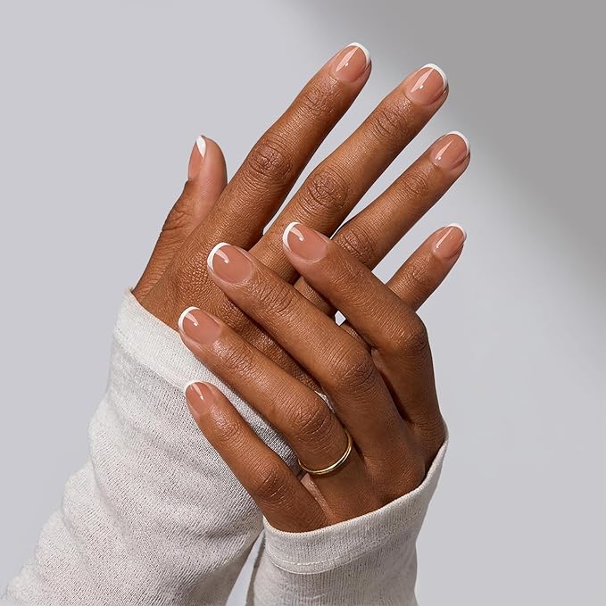 BTArtboxnails XCOATTIPS White French Tip Press On Nails, XXS Squoval, Brown | Lamp-Curable, 4-Week Wear, Natural Nail Look, Salon Quality Value at Home, Easy-to-Apply for Beginners, 160ct Nail Tips Only
