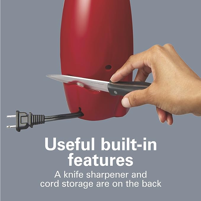 Hamilton Beach Electric Automatic Can Opener with Auto Shutoff,Knife Sharpener,Cord Storage,and SureCut Patented Technology,Extra-Tall,Red,(Pack of 2)