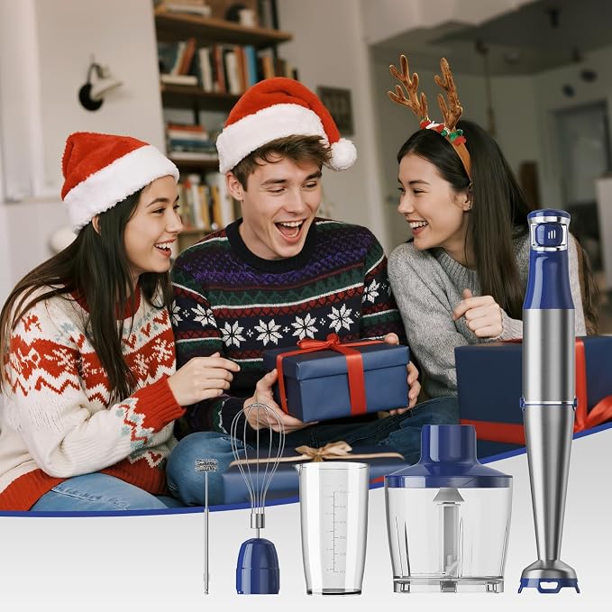Turelar Immersion Blender Handheld 5 in 1 Hand Blender Set 1100W Heavy Duty | Trigger Variable Speed, Emulsion Stick Mixer with Food Processor, Whisk, Frother, for Soup, Puree, Baby Food, Anti-scratch