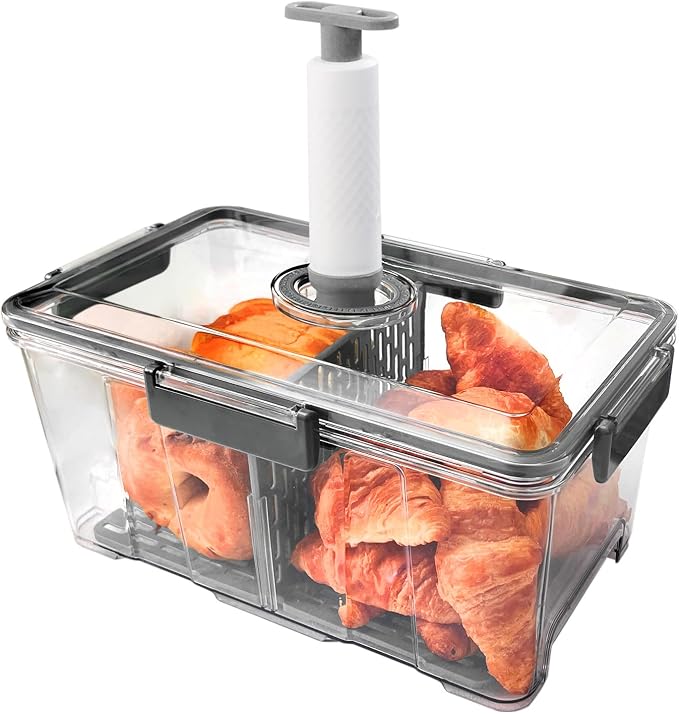7.5L Bread Storage Container,Large Bread Box,Grey | Airtight Bread Box,Time Recording Lid, Extra Capacity,For Kitchen Countertop,Bread Storage Container,Homemade Breads Toast