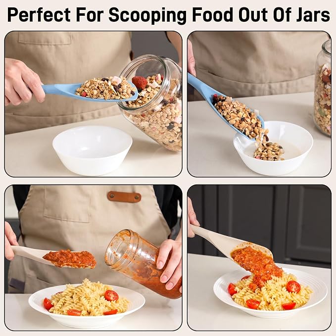 3 PACK Silicone Cooking Spatula & Spoon for Nonstick Cookware, BPA-Free | Multifunction Spoonula for Baking, Cooking, Serving, Mixing, Stirring, Scoop, Scrape - One-Piece Formed, Dishwasher Safe