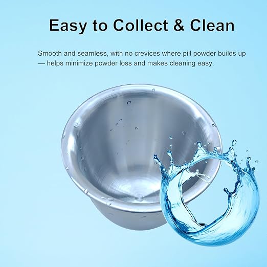 Pill Crusher Fine Powder, Mortar and Pestle Set for Large, Small and Multiple Pills, Solves Common Pill Grinder Issues - Solid 304 Stainless Steel, 10 oz