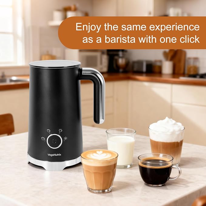 Milk Frother, Electric Milk Frother and Steamer 400W | Automatic Warm and Cold Foam Maker and Milk Warmer 4 in 1 with 2 Whisk for Latte, Cappuccino, Macchiato, Hot Chocolate Coffee