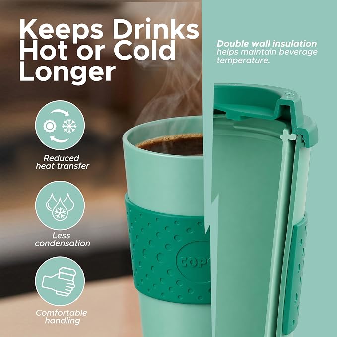 Copco Acadia Travel Mug, 16 Oz - Green & Hunter Green, Set of 2