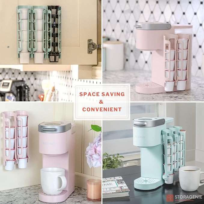 STORAGENIE Coffee Pod Holder for Keurig, Stores 10 Pods, Pink | Compatible with K-Cups, Vertical storage saves counter space, Ideal for small kitchens, RVs and dorms