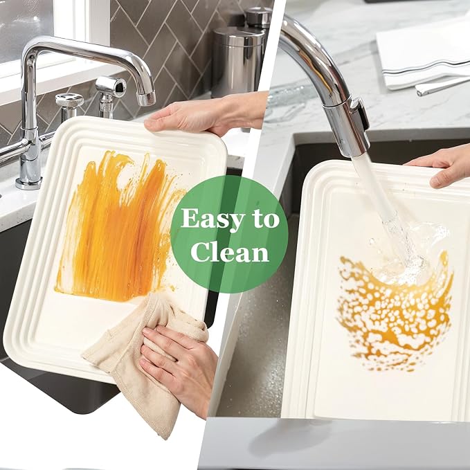 SUT 6-Pack Ivory Serving Trays for Entertaining-16 x 11" Serving Platters for Snacks, Fruit, Cookies, Dessert, Reusable Plastic Trays for Serving Food and Party Organization in Kitchen & for Parties