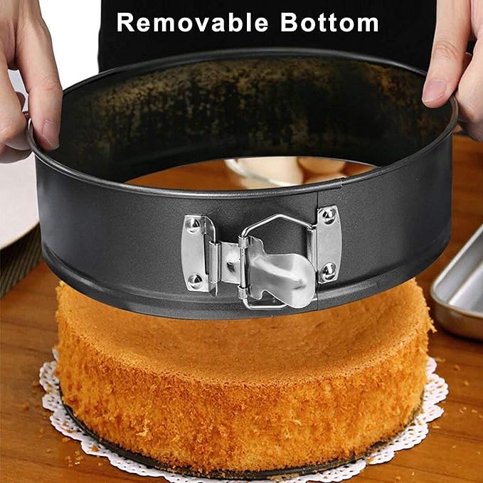Mingcao 9 Inch Springform Pan, Nonstick Cake Pan, Heavy Duty Cheesecake Pan, Ice-Cream Cake Pan, 2 in 1 with Removable Bottom and Quick-Release Latch for Oven Baking - Gray
