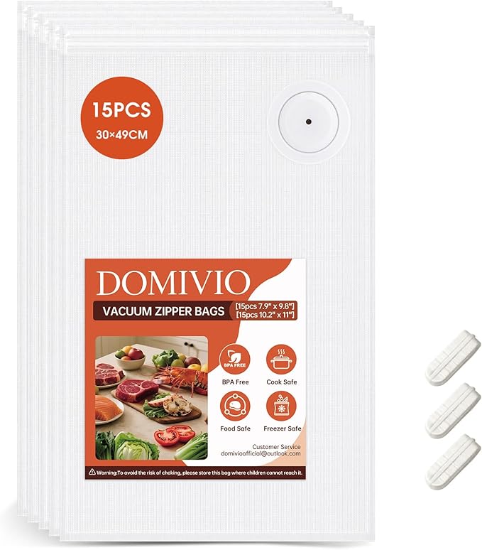 Reusable Vacuum Sealer Bags, 15 Pack Extra Large (11.8" x 19.3"), BPA-Free Freezer Bags for Food Storage, Sous Vide & Meal Prep, Airtight Double Zipper Vacuum Bags with Air Valve