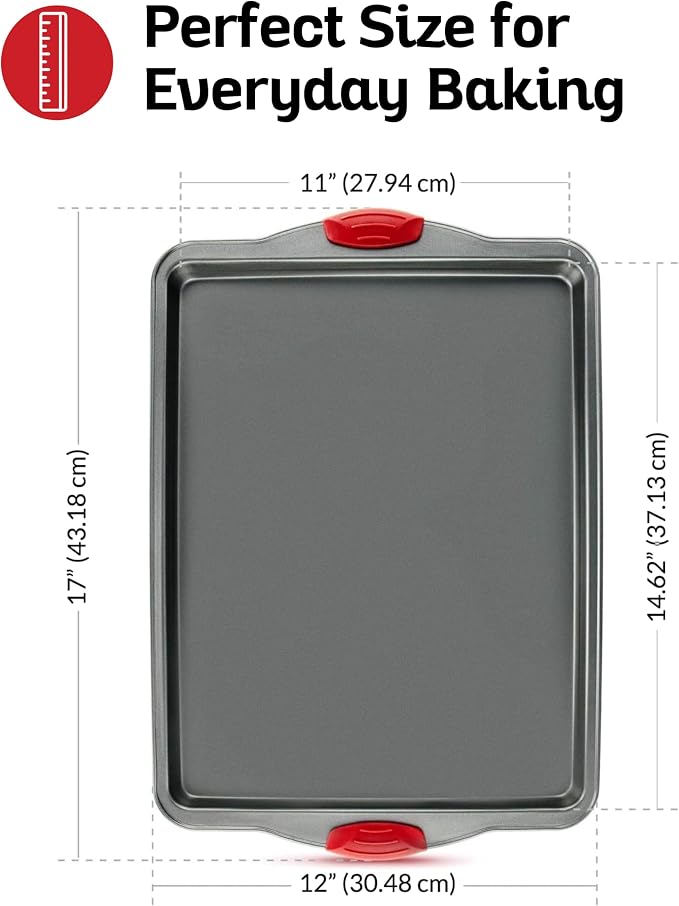 Non-Stick Baking & Cookie Sheet Pan Non-Toxic 11x14 Inch Rimmed Carbon Steel Baking Sheet. Dent, Warp and Rust Resistant. Heavy Gauge Steel Oven Baking Sheet. 1 Tray.