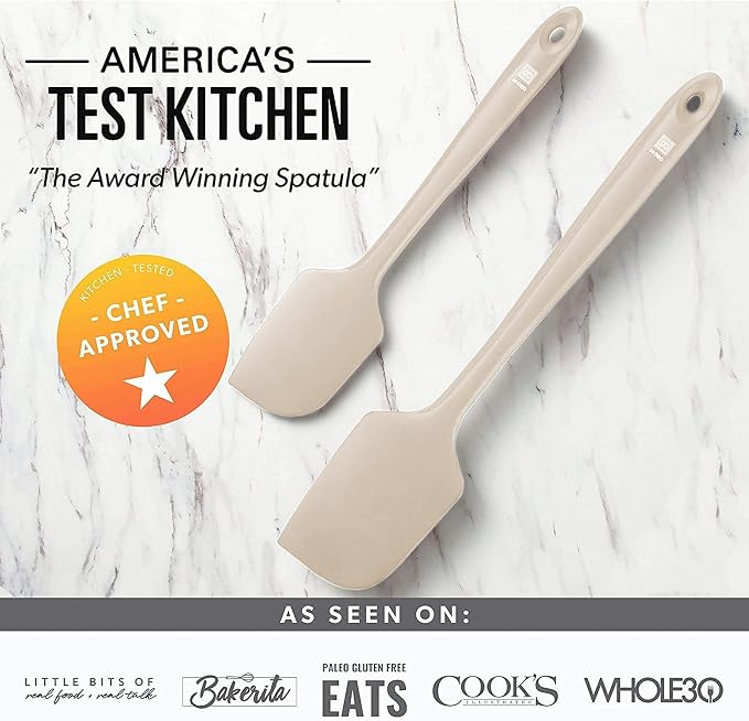 DI ORO Silicone Spatula Set - 600F Heat Resistant, 3-Pc Clay | Rubber scraper won't scratch nonstick pans; For baking, cooking, mixing, and frosting; BPA-free and dishwasher safe