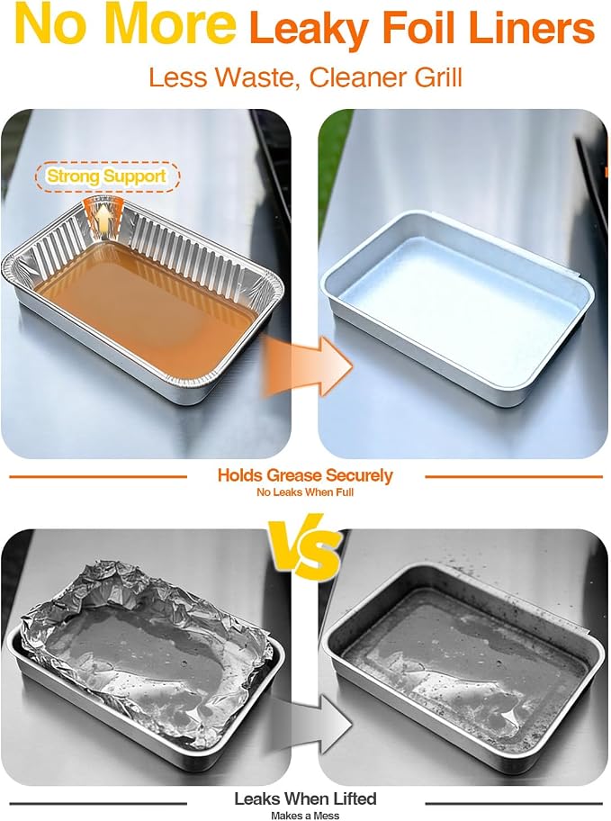 50 Pcs Drip Pans for Weber 6415, Disposable Aluminum Foil Grease Trays for Weber Grills, Universal Replacement Grease Pan Liners for Weber Accessories, 8.66 x 6.1 Inch