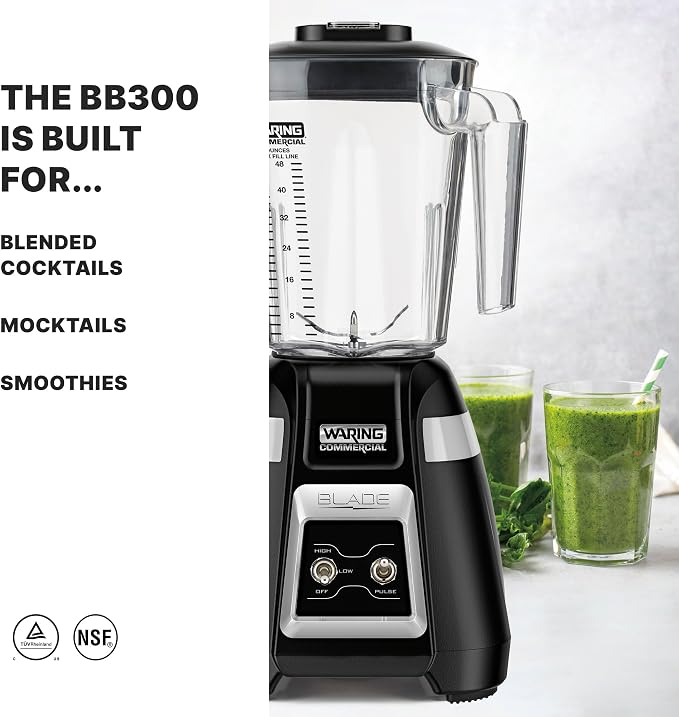 Waring Blade Blender with 48 oz Copolyester Jar & Toggle & Pulse | 1.5 Horsepower Motor, 2-Speed Toggle Controls with Pulse, 48 oz Copolyester Jar, for Bars & Restaurants, NSF Certified