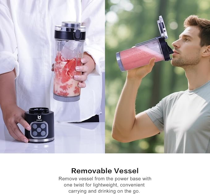 UTALENT Cordless Portable Blender, Ice Crush, 700W Motor, 25oz Cup, 4 Mode | 700W Brushless Motor, USB-C rechargeable, Long-lasting, 25oz Tritan cup, Leakproof lid with sip spout, Dishwasher Safe Parts