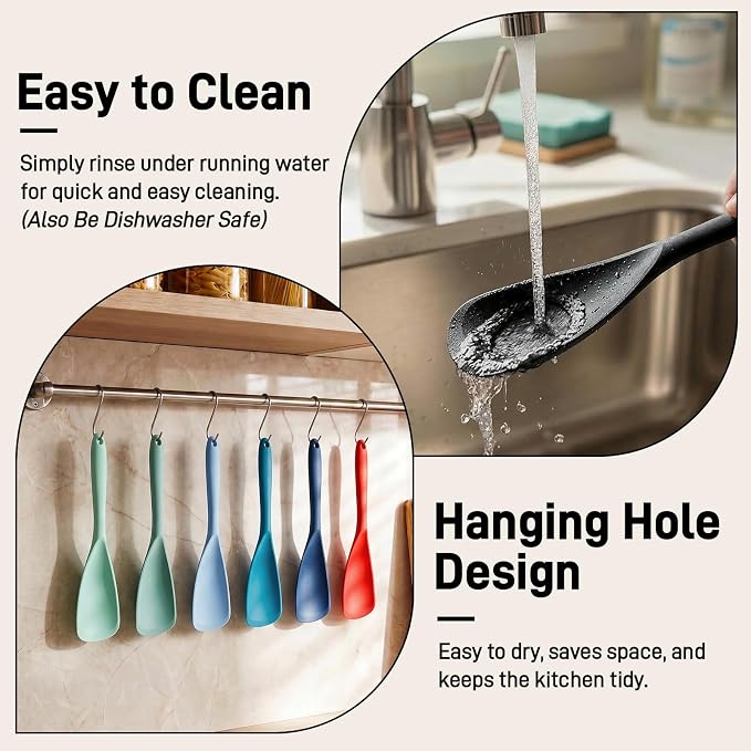 3 PACK Silicone Cooking Spatula & Spoon for Nonstick Cookware, BPA-Free | Multifunction Spoonula for Baking, Cooking, Serving, Mixing, Stirring, Scoop, Scrape - One-Piece Formed, Dishwasher Safe