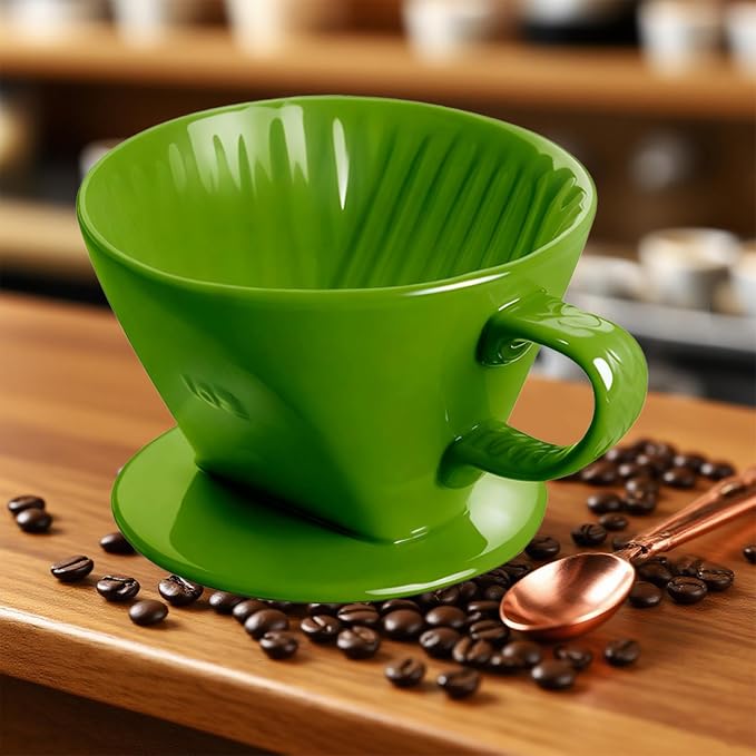 Ceramic Pour Over Coffee Dripper, V-Shaped Coffee Filter Cone | Brews rich, balanced coffee with a 3-hole design for smooth extraction and consistent flavor in every cup.