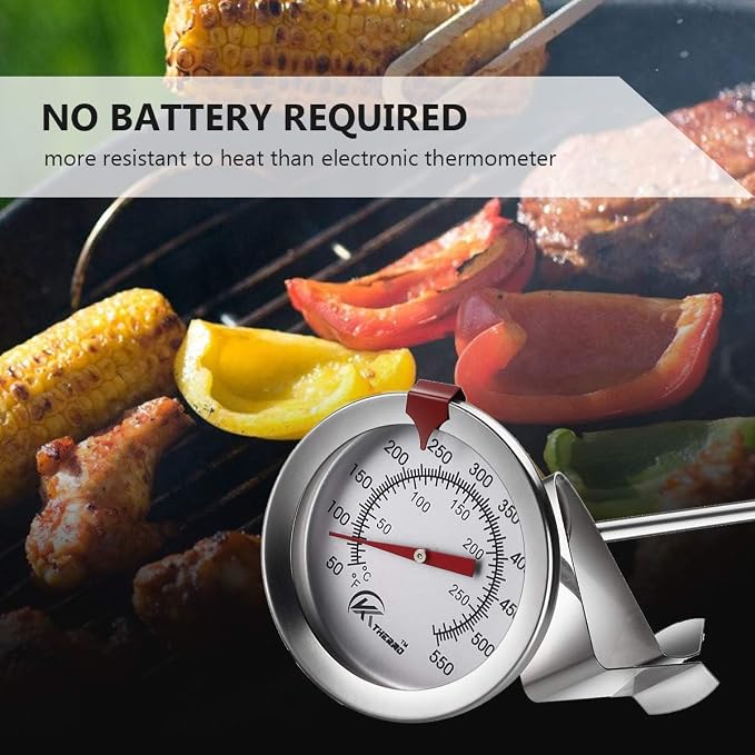 Deep Fry Thermometer with Instant Read,Oil Thermometer(2-Pack),12” Stainless Steel Stem Meat Cooking Thermometer,Best for Turkey,BBQ,Gril