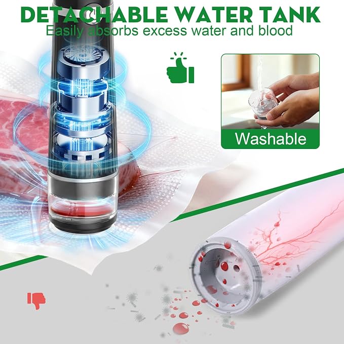 3-in-1 Compact Handheld Vacuum Sealer for Food (Bag, Mason Jar,Wine Bottle) | Innovative Design, 6X Preservation & Fresh, Portable Sealer Machine with 14 Reusable Bags, 14 Mason Jar Lids, Wine Stopper