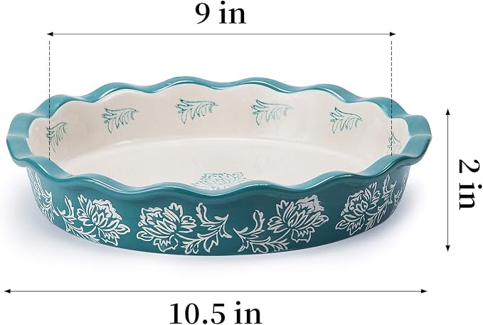 Wisenvoy Pie Pan Ceramic Pie Dish Blue Pie Plate Porcelain Deep Dish Pie Pan Non-Stick Pie Pans