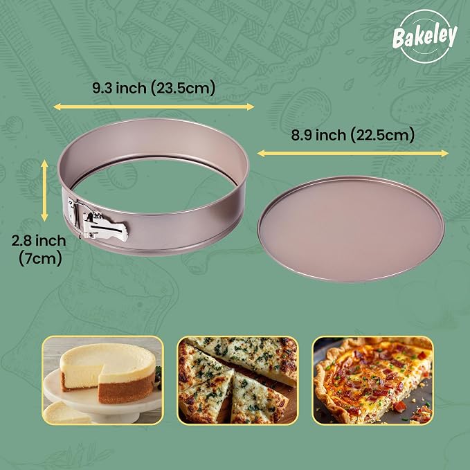 9 Inch Springform Cake Pans, Non-Stick, Spring Form Pans 9 inch with Removable Bottom, Spring Form Pan, Carbon Steel, Cheesecake Pan (Champagne Gold)