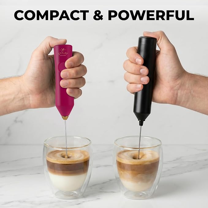 Zulay Kitchen Rechargeable Milk Frother Handheld - Frother Wand, Drink Mixer, Electric Whisk Frother, for Cappuccinos, Matcha & Protein Powder - Dynamic Triple Whisk, 3 Speed 500mAh Dragonfruit Gold