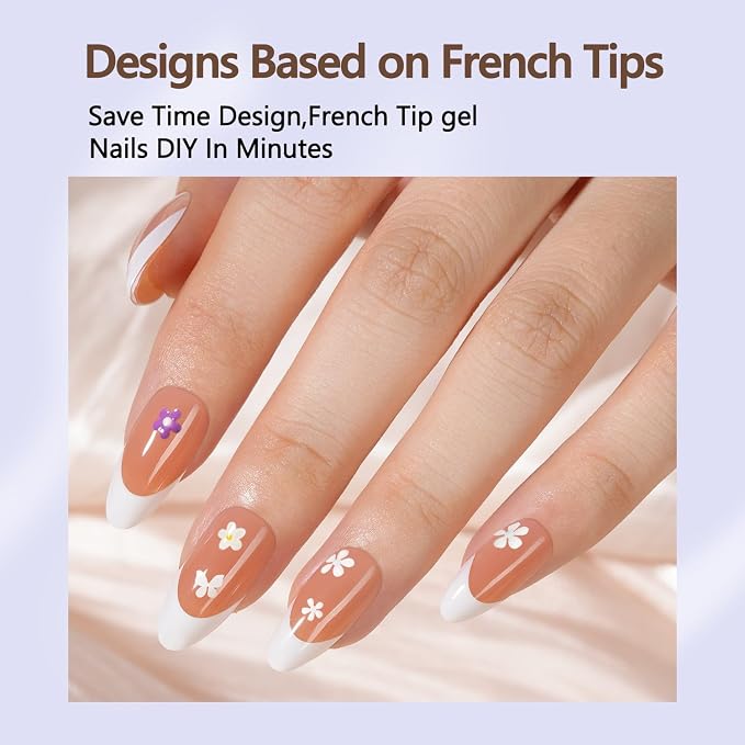 Misssix 150Pcs French Tip Press on Nails Medium Almond Brown Gel Fake Nails | No Need to File Tips Pre-lasting, Fake Nails for Nail Art DIY 15 Sizes