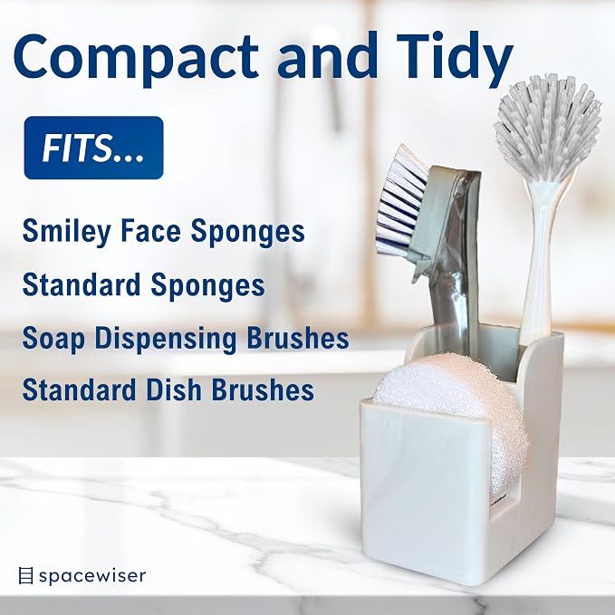 Silicone Sink Caddy – Sponge Dish Brush Holder for Kitchen Sink | Kitchen Sink Organizer, Sink Brush Holder, Sink Sponge Holder for Scrub Daddy, Scrub Mommy, Sponge & Kitchen Brush Holder