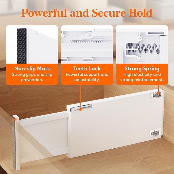 Lifewit 6" Tall Upgrade Drawer Dividers, Adjustable Deep Drawer Organizer | 13.5"-22" Expandable White Drawer Separator for Clothes, Dresser/Kitchen/Closet/Bedroom/Office Organization & Storage, 8 Pack