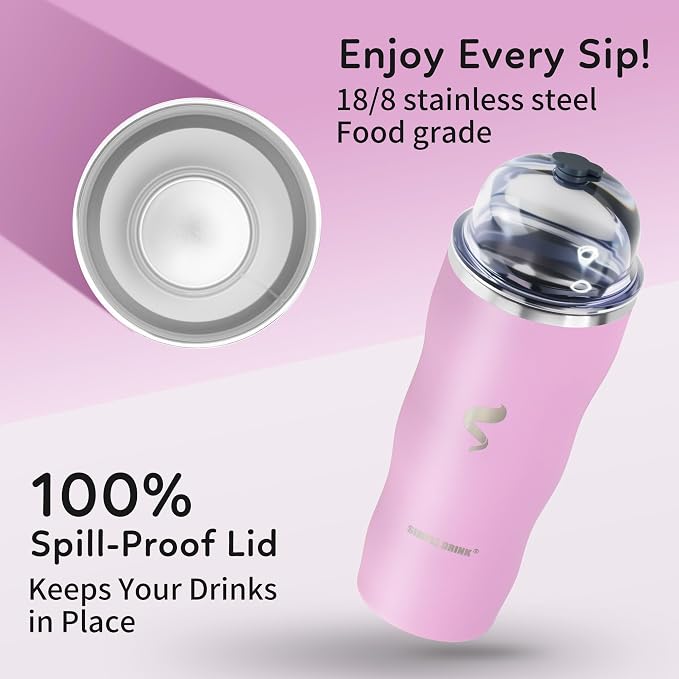 20 oz Insulated Tumbler, Straw and Flat Lids, Cherry Blossom | 18/8 stainless steel, double-wall vacuum insulation, BPA-free materials, reusable straw, for everyday hot and cold drinks.