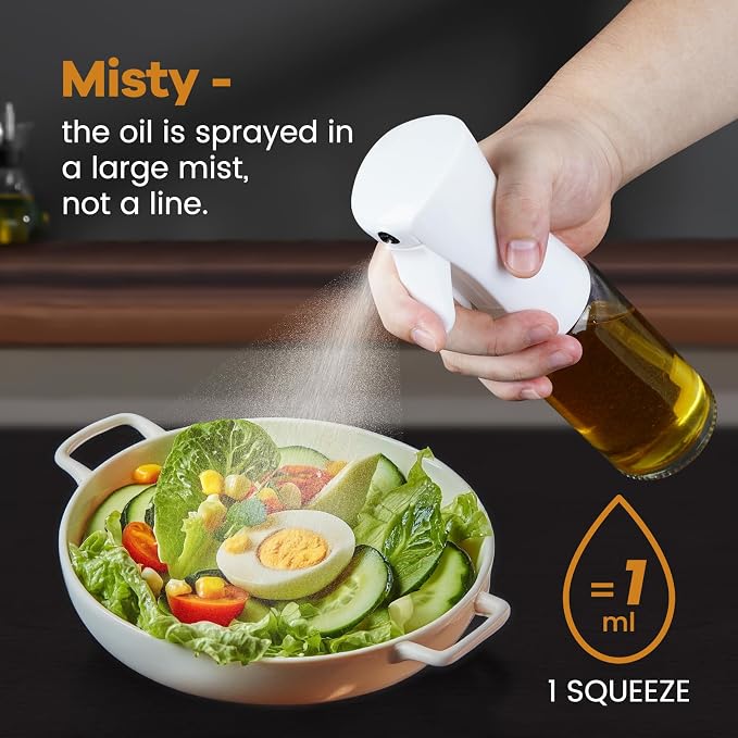 Glass Olive Oil Sprayer For Cooking, 2026 New Upgraded Powerful Even-Spray Oil Dispenser for Kitchen, Air Fryer, Salad, BBQ (220ml)