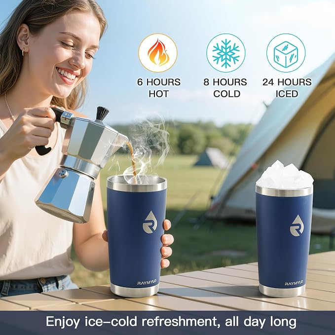 RAYMYLO Travel Coffee Tumbler, Insulated Travel Coffee Mug Cup, 20oz | Detachable Lid for Thoroughly Clean, Cup Holder Friendly for Outdoor, Double-Wall Vacuum Insulation, Spill Proof & BPA Free