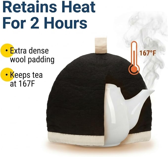 Glaciart One Wool Teapot Cozy Kettle Cover | Dome Shaped Large Tea Cosy, Kettle or French Press | Handmade & Needle Felted from Natural Wool | Warms Up to 2 Hours | Great as Gift