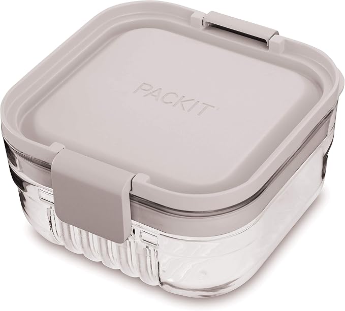 PackIt Mod Snack Bento Food Storage Container, Steel Gray (Pack of 2)