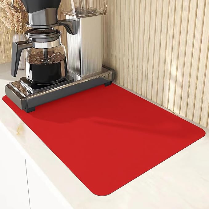 2 PCS Silicone Mats for Kitchen Counter, 23.6" by 15.7" Multipurpose Mat,Heat Resistant Nonskid Table Mat for Air Fryer to Site on, Countertop Protector (red)