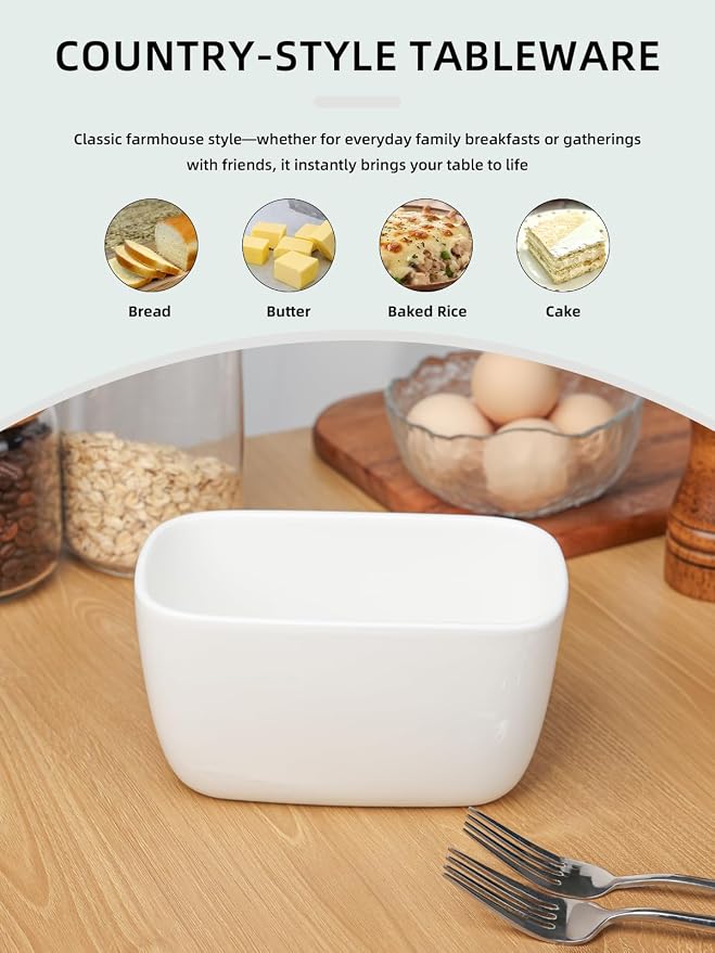 Ceramic Small Loaf Pan for Baking, Mini Bread Pan, Non-Stick Bread Pan for Baking, Meatloaf, Pound Cake & Brownie, Oven & Dishwasher Safe (White, Large)