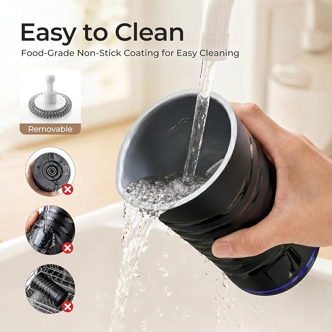 Large Capacity Milk Frother 430ml, 4-in-1Electric Milk Steamer and Frother | 130s Fast Frothing, Stainless Steel Coffee Frother, Hot and Cold Foam Maker for Latte Coffee Macchiato Hot Chocolate