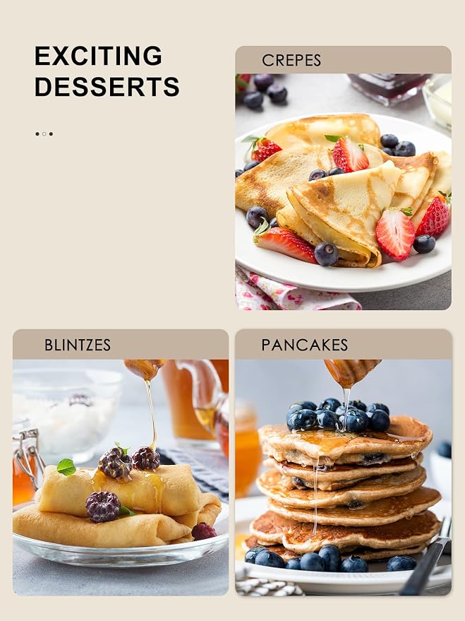 Reemix Crepe Maker Machine, Compact Pancake Griddle | Precise Temperature Control, Nonstick 12” Electric Griddle, Batter Spreader for Eggs, Pancakes, Omelets and Quesadillas